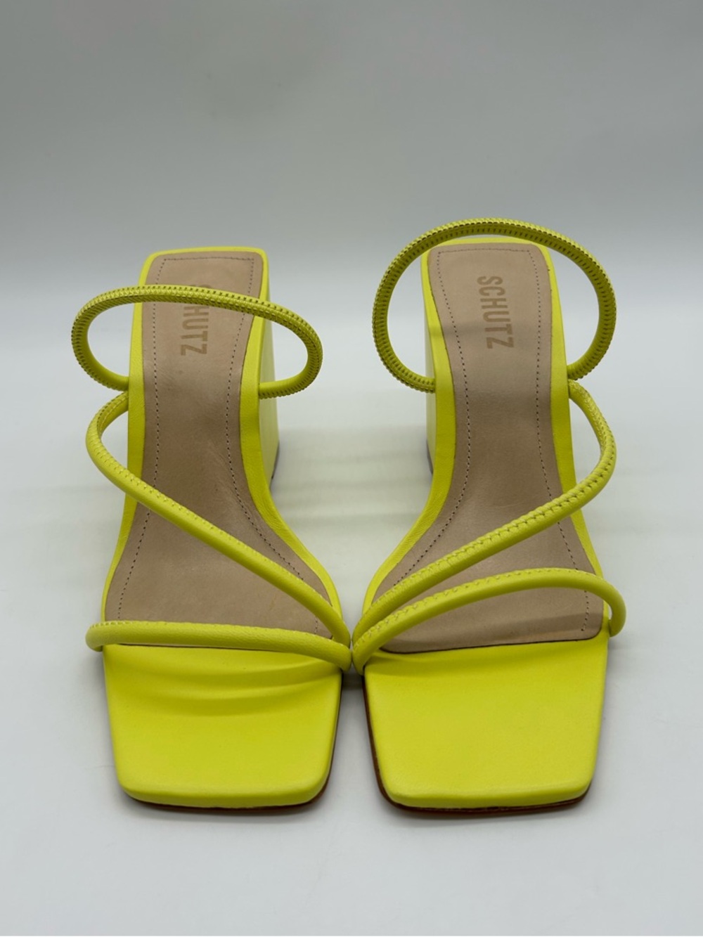 Schutz Kiki Green Apple Leather Wedge Sandals 8B New With Box - Picture 6 of 10